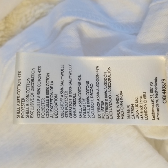 Free People Market Embroidered V Neck Tie Front Top White Oversized Medium - Picture 10 of 10